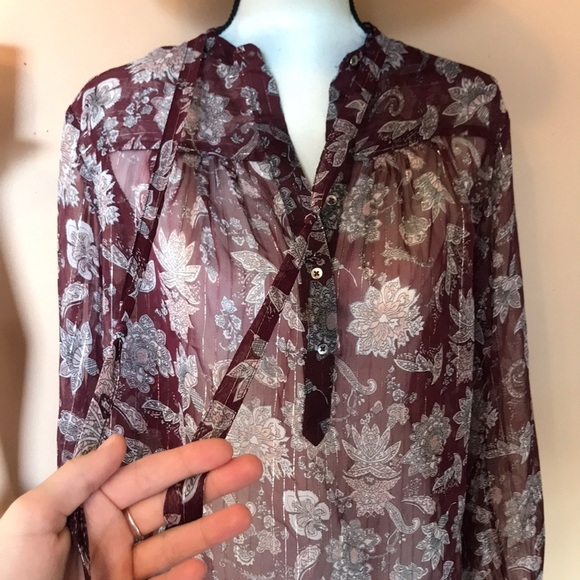 Lucky brand sheer patterned top - Picture 3 of 6